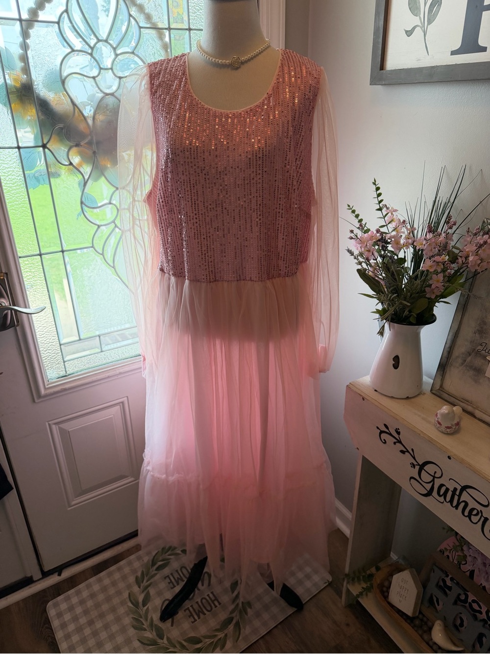 Pink Sequin Tulle Women’s Dress - Brand Unspecified